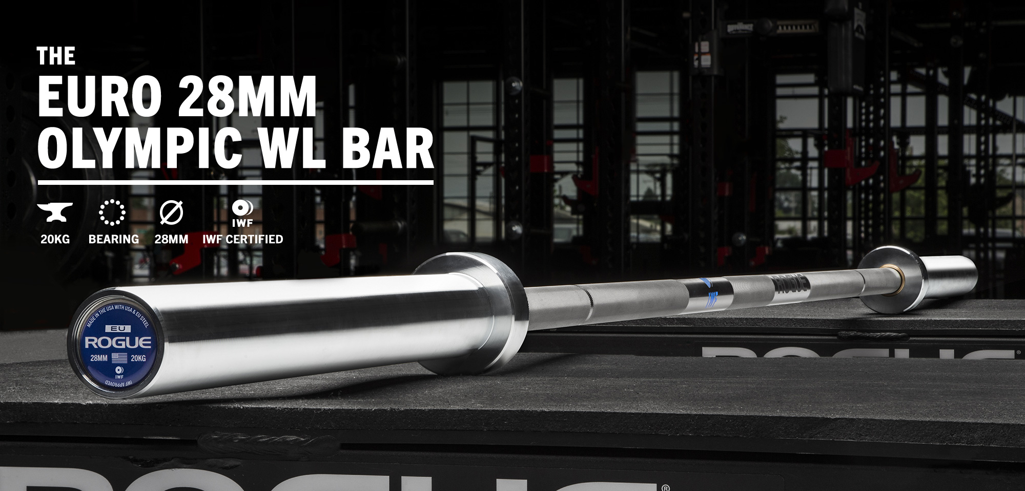 Rogue Euro 28MM Olympic WL Bar IWF Certified Rogue Fitness
