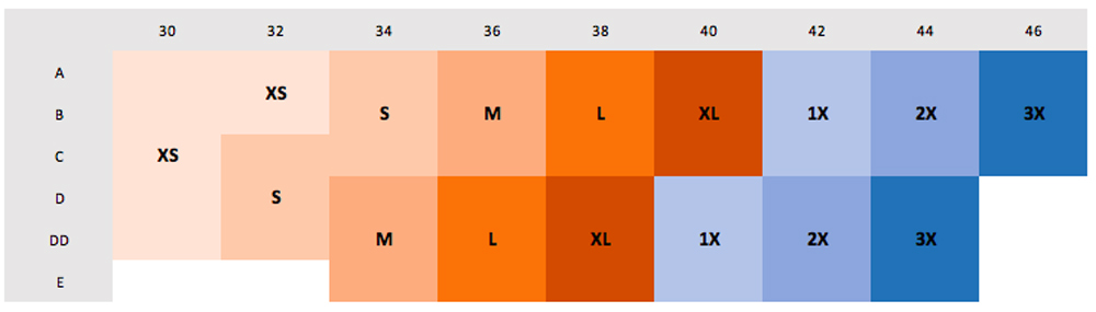 nike pro sports bra size chart