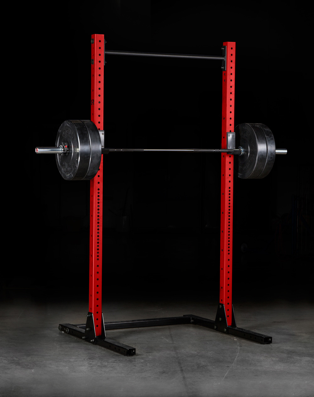red and black squat rack