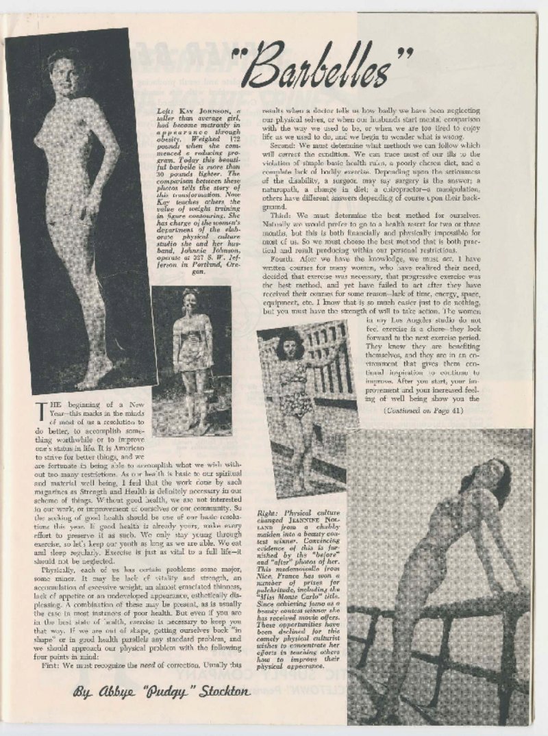 Barbelles Article January 1950