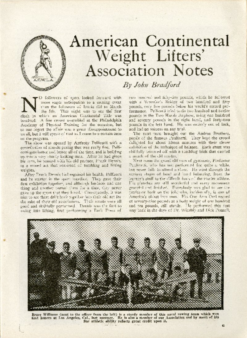 American Continental Weight Lifters' Assn Notes