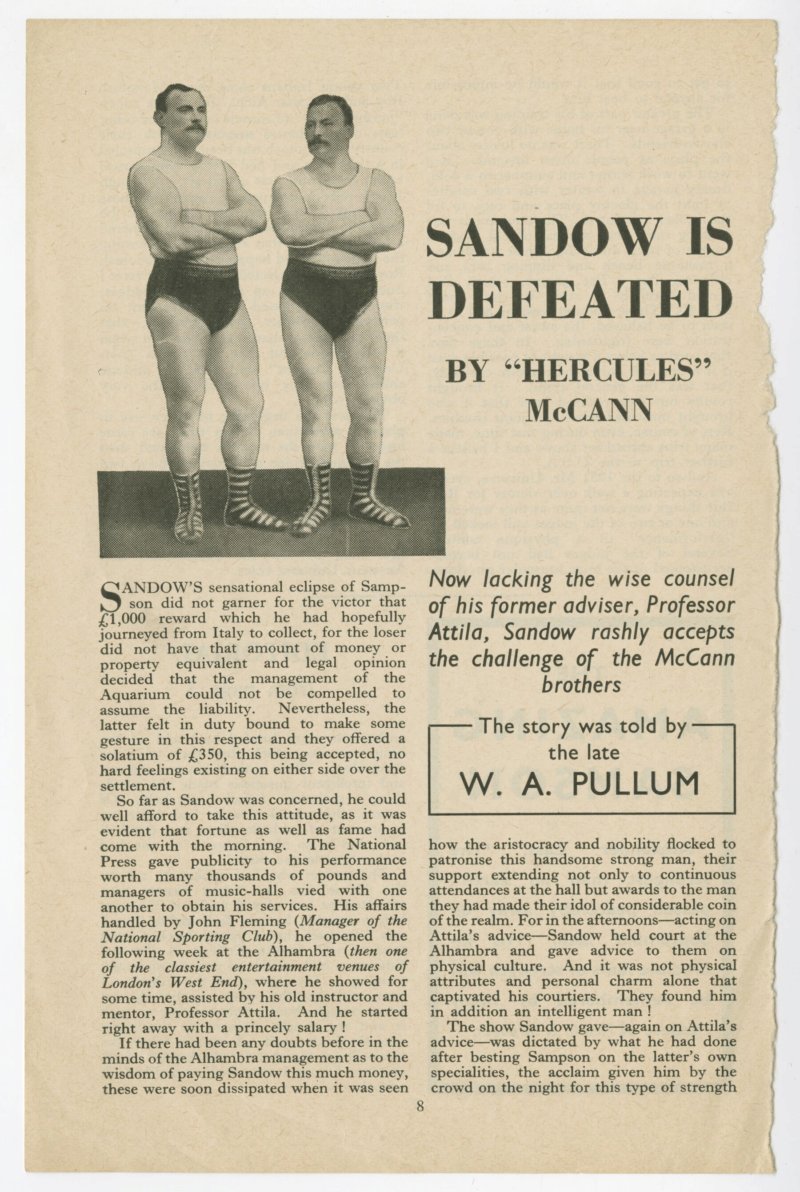 Sandow Is Defeated by Hercules McCann