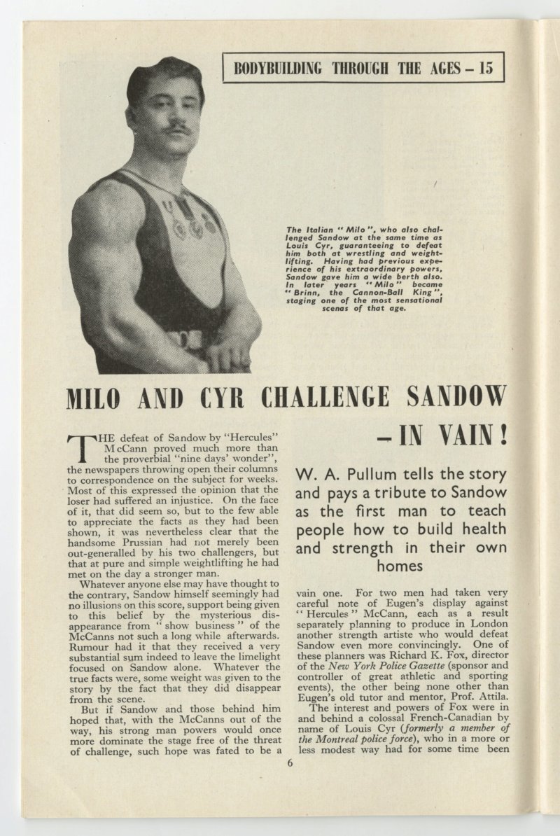 Milo and Cyr Challenge Sandow - In Vain!