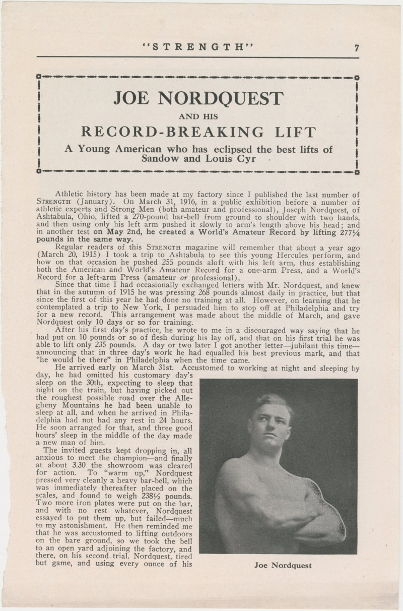 Joe Nordquest and his record-breaking lift