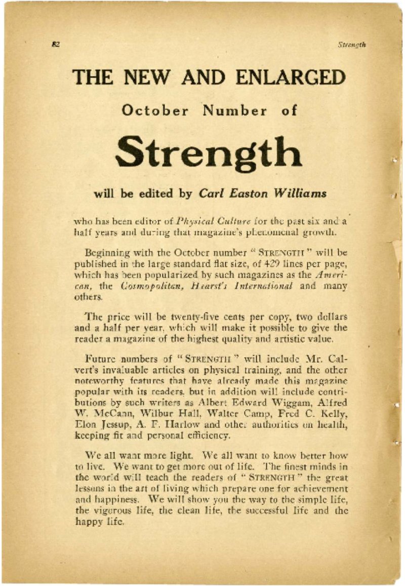 The New and Enlarged October Number of Strength
