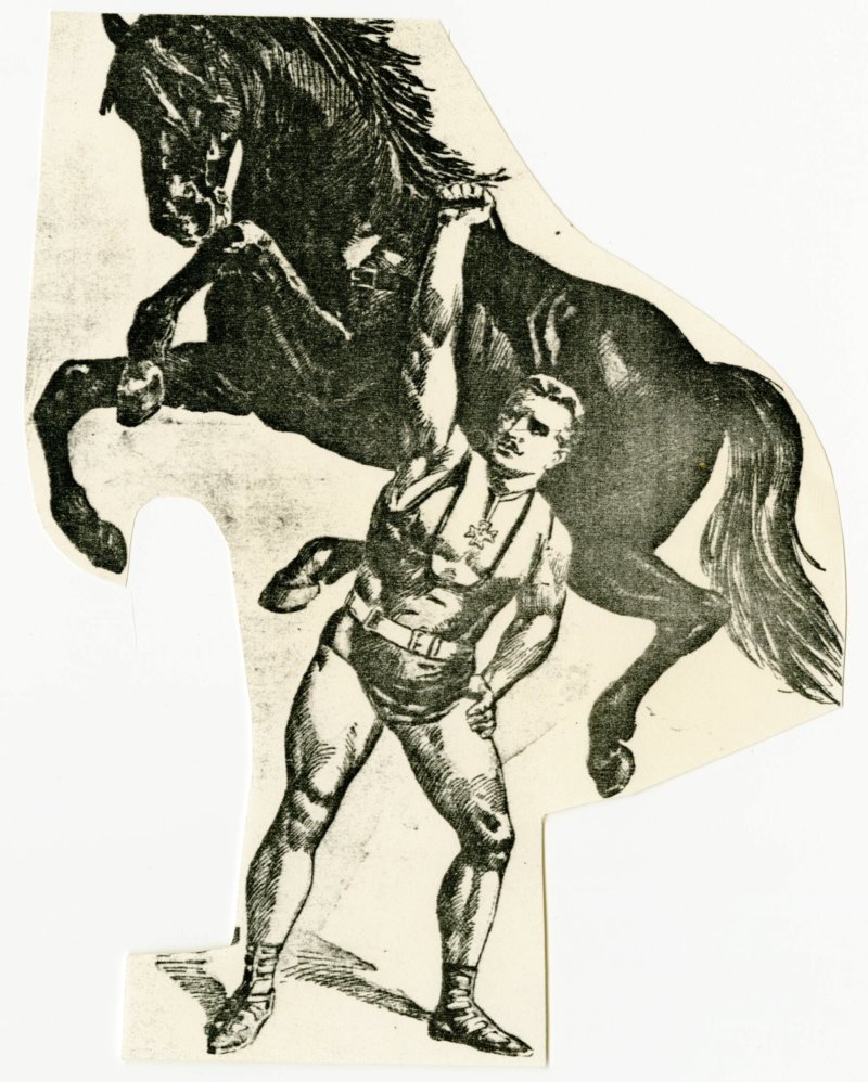 Eugen Sandow lifting a horse