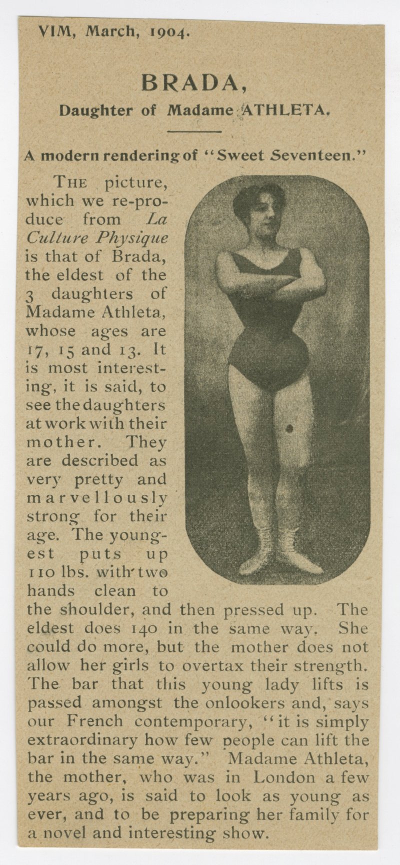 Brada, daughter of Madame Athleta